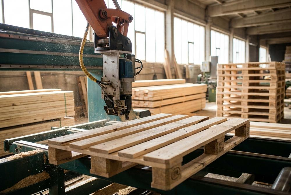Maßgefertigte Paletten direkt für Logistik, Produktion und E-Commerce aufgestapelt in der Lagerhalle